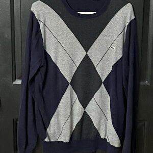 Lacoste Men's Crewneck Argyle Sweater - Black and Gray